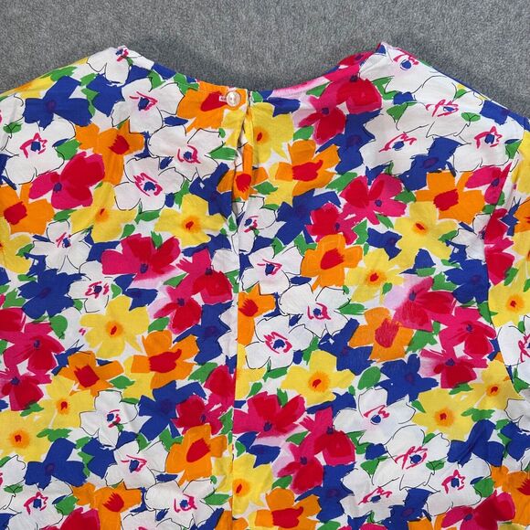 Bonnie & Norma 90's Colorful Flowers Blouse Top Women's Size 10 Shoulder Pads - Picture 8 of 8